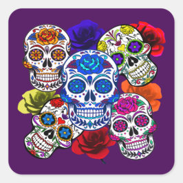 Adesivo Quadrado Peles de Açúcar Rosas Coloridos Cinco Todas as Alm