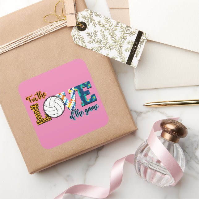 Adesivo Quadrado Pelo Amor Do Jogo Voleibol Mãe Leopardo (Presentear)