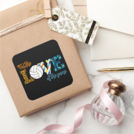 Adesivo Quadrado Pelo Amor Do Jogo Voleibol Mãe Leopardo