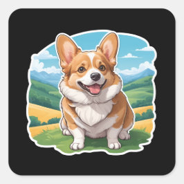 Adesivo Quadrado Pembroke Welsh Corgi Sticker