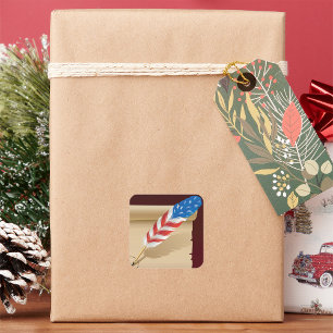 Adesivo Quadrado Pena Estrelas e Listras