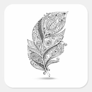 Adesivo Quadrado Pena Tribal Inspirada