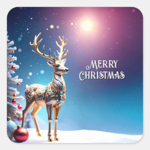 Adesivo Quadrado Peneira de Natal de Reindeer Jewels