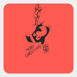 Adesivo Quadrado Penguine distributing christmas gifts