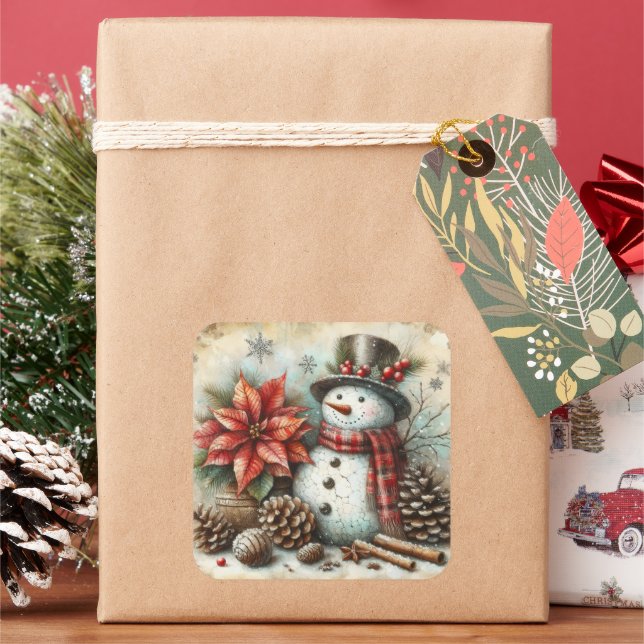 Adesivo Quadrado Penhadores de Neve de Natal (Feriado)