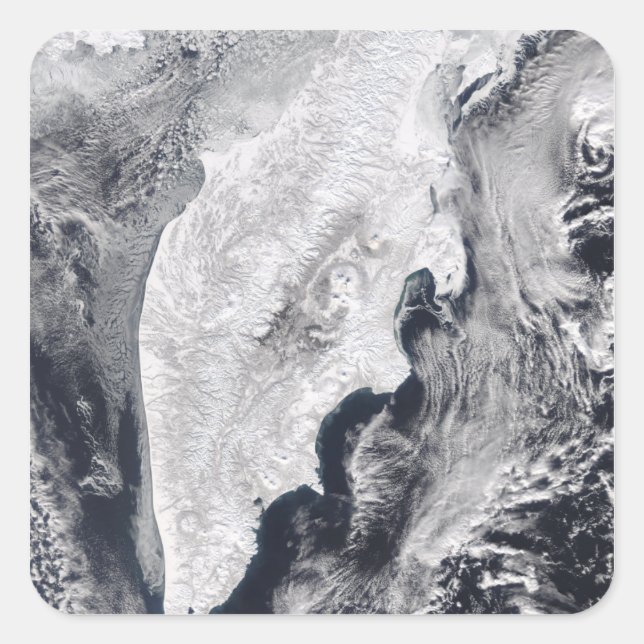 Adesivo Quadrado Península de Kamchatka, Rússia Oriental (Frente)