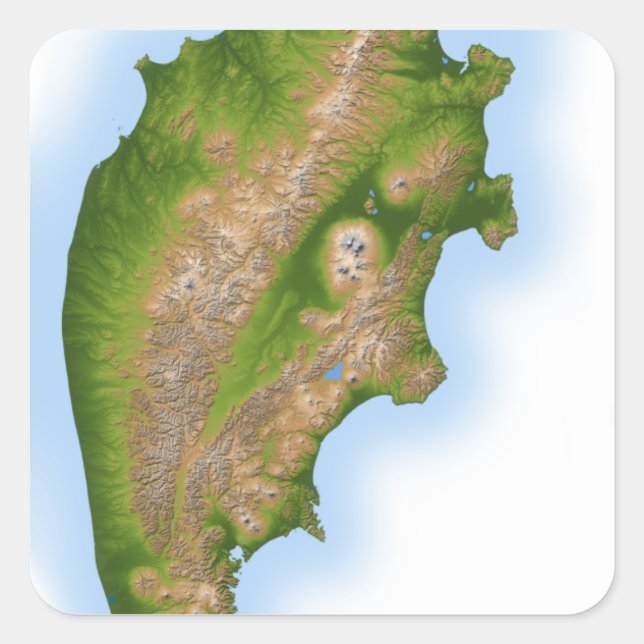 Adesivo Quadrado Península Russa de Kamchatka (Frente)