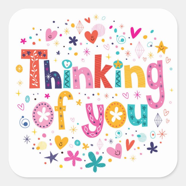 Adesivo Quadrado Pensando Em Você (Frente)