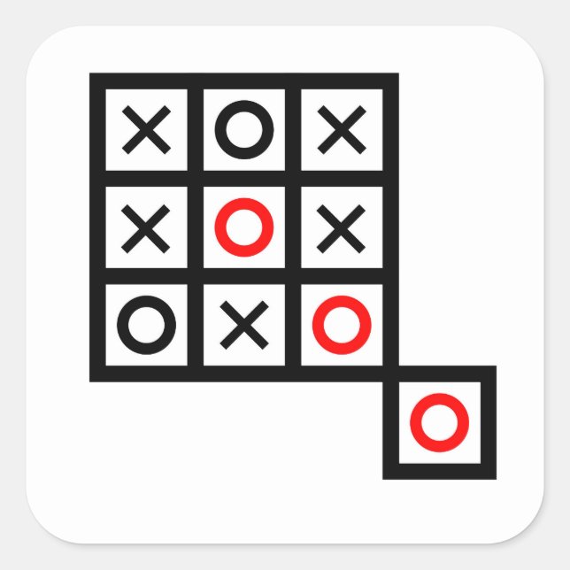 Adesivo Quadrado pense fora da caixa tic tac toe clev extra intelig (Frente)