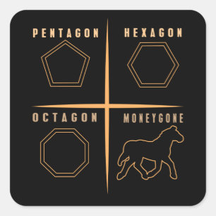 Adesivo Quadrado Pentágono Hexágono Octagon Moneyse Engraçado