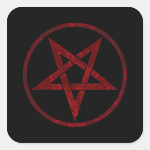 Adesivo Quadrado Pentagrama do diabo vermelho