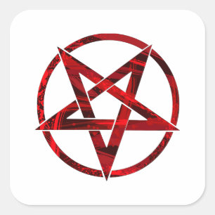 Adesivo Quadrado Pentagrama do diabo vermelho