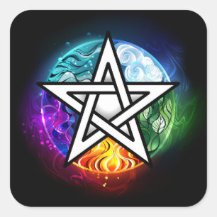 Adesivo Quadrado Pentagrama do Wiccan