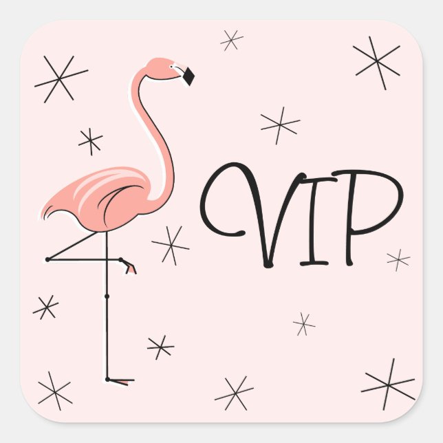 Adesivo Quadrado Pente-etiqueta VIP rosa Flamingo (Frente)