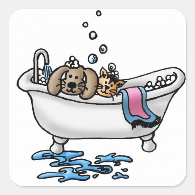 Adesivo Quadrado Pente/Pet Bath Quadrado Clássico (Frente)
