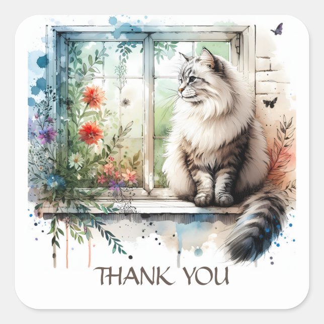 Adesivo Quadrado Penteado americano em Flores de Verão (Frente)