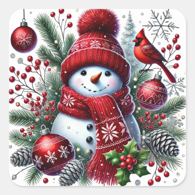 Adesivo Quadrado Pentes de Neve de Natal (Frente)