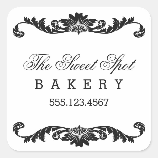 Adesivo Quadrado Pentes Pretos e Brancos Clássicos do Filigree (Frente)