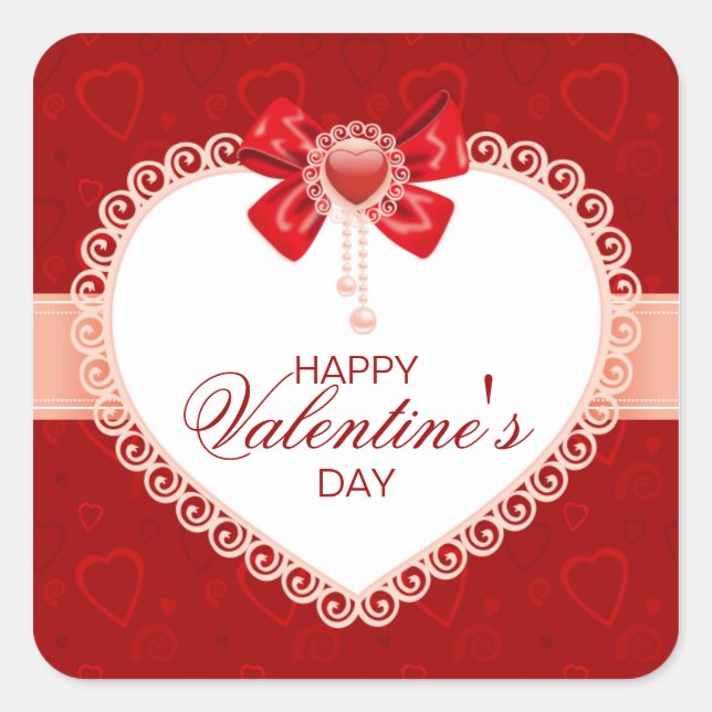 Adesivo Quadrado Pentes quadrados de amor com coração e Arco (Frente)