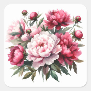 Adesivo Quadrado Peões de Aquarela com Vinheta de Scrapbooking