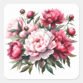 Adesivo Quadrado Peões de Aquarela com Vinheta de Scrapbooking