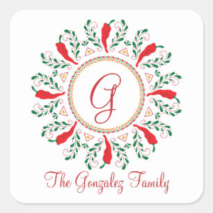 Adesivo Quadrado Pepper Feliz Navidad Vermelho Chile