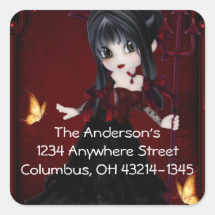 Adesivo Quadrado Pequena Cookie Devil Girl Design 1