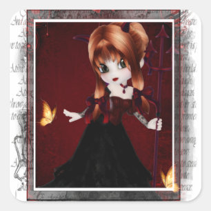 Adesivo Quadrado Pequena Cookie Devil Girl Design 3 Stickers