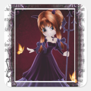 Adesivo Quadrado Pequena Cookie Devil Girl Design 5 Stickers