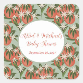 Adesivo Quadrado Pequena Cutie Clementine Sage | Chá de fraldas Cit