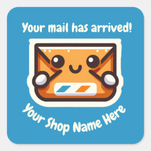 Adesivo Quadrado Pequena empresa personalizada que seu correio cheg