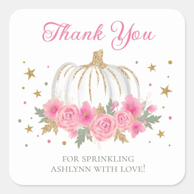 Adesivo Quadrado Pequena Garota da Abóbora, Bebê, Espelho Obrigado (Frente)