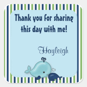 Adesivo Quadrado Pequena Mamãe de Baleia Beija