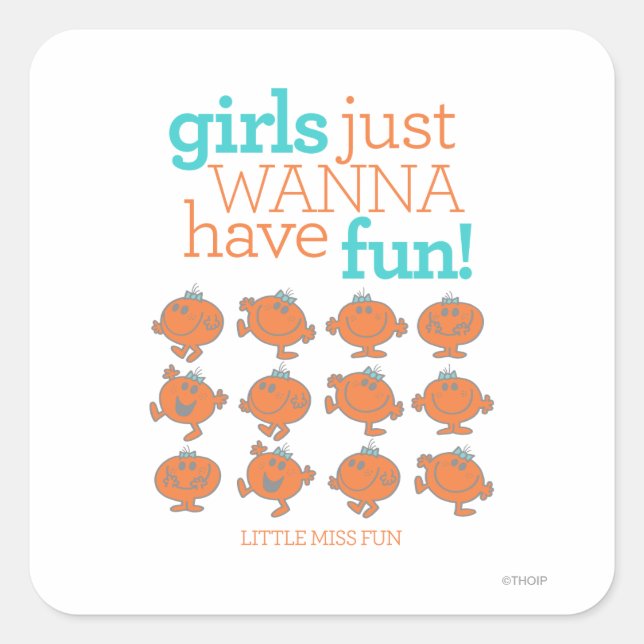 Adesivo Quadrado Pequena Miss Divertida | Meninas Só Querem Se Dive (Frente)