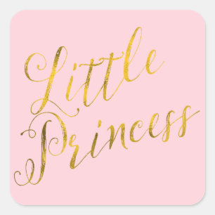 Adesivo Quadrado Pequena Princesa Cotação Faux Gold Foil Glitter 