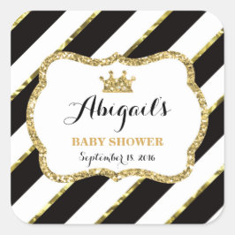 Adesivo Quadrado Pequena Princesa Sticker, Preta, Faux Glitter