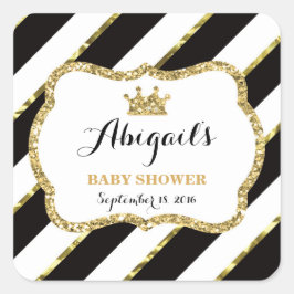 Adesivo Quadrado Pequena Princesa Sticker, Preta, Faux Glitter