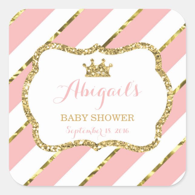 Adesivo Quadrado Pequena Princesa Sticker, Rosa, Cinza Falso (Frente)