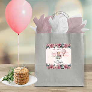 Adesivo Quadrado Pequena Princesa Ursinha Chá de fraldas de Espera