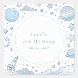 Adesivo Quadrado Pequeno Astronauta, Grande Mundo