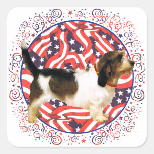 Adesivo Quadrado Pequeno Basset Griffon Vendeen Patriótico