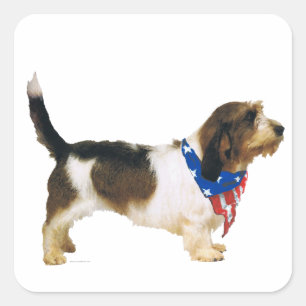 Adesivo Quadrado Pequeno Basset patriótico Griffon Vendeen