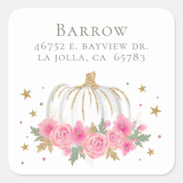 Adesivo Quadrado Pequeno Chá de fraldas de Abóbora Endereço de Reto