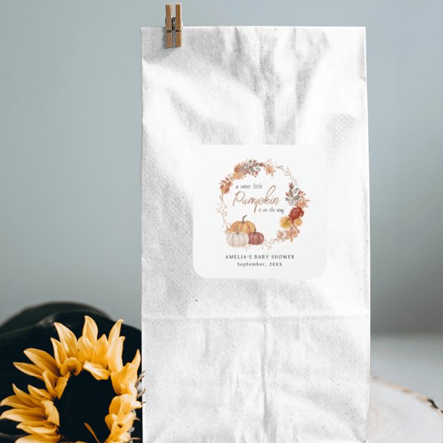 Adesivo Quadrado Pequeno Chá de fraldas de Abóbora Sexo (Criador carregado)