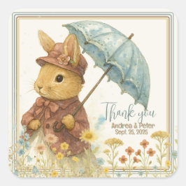 Adesivo Quadrado Pequeno Chá de fraldas de Coelho para Garota