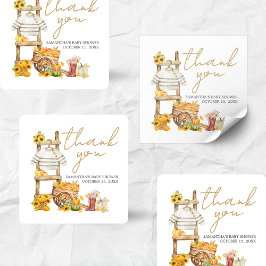 Adesivo Quadrado Pequeno Chá de fraldas Russo de Abóbora