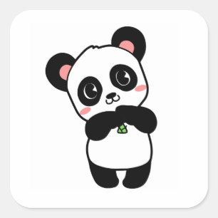 Adesivo Quadrado Pequeno e Bonito Panda Sticker