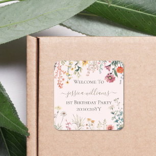 Adesivo Quadrado Pequeno Flor Selvagem Transformando Um primeiro an