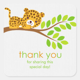Adesivo Quadrado Pequeno Leopardo Bonito Obrigado Sticker