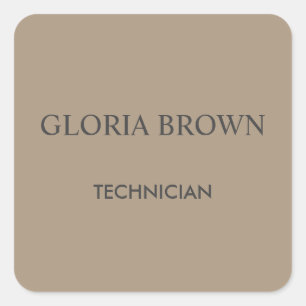 Adesivo Quadrado Pequeno negócio simples e marrom